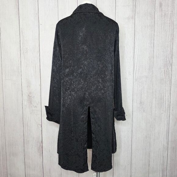 Vintage 90s Funhouse NYC Black Jacquard Duster Coat Gothic Witchy OS - Picture 5 of 7
